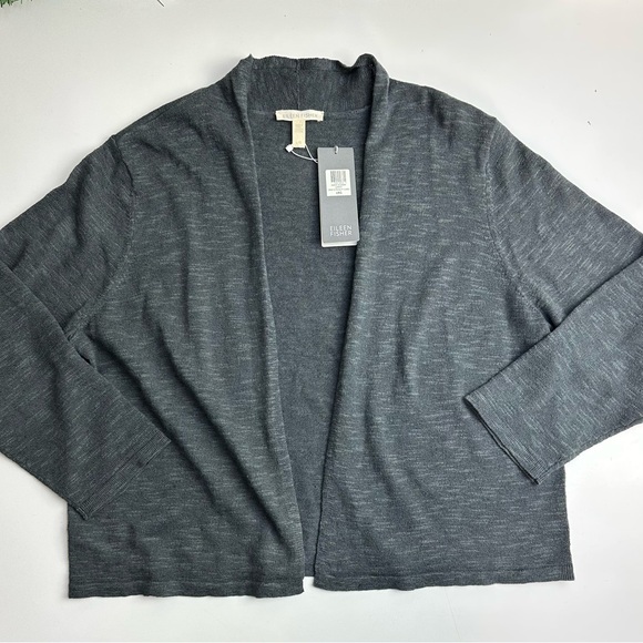 Eileen Fisher Sweaters - Eileen Fisher The System Organic Linen Blend Crop Open Front Cardigan NWT Large